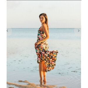 XIX PALMS northern lights anthem maxi dress floral XS hi lo hawaii